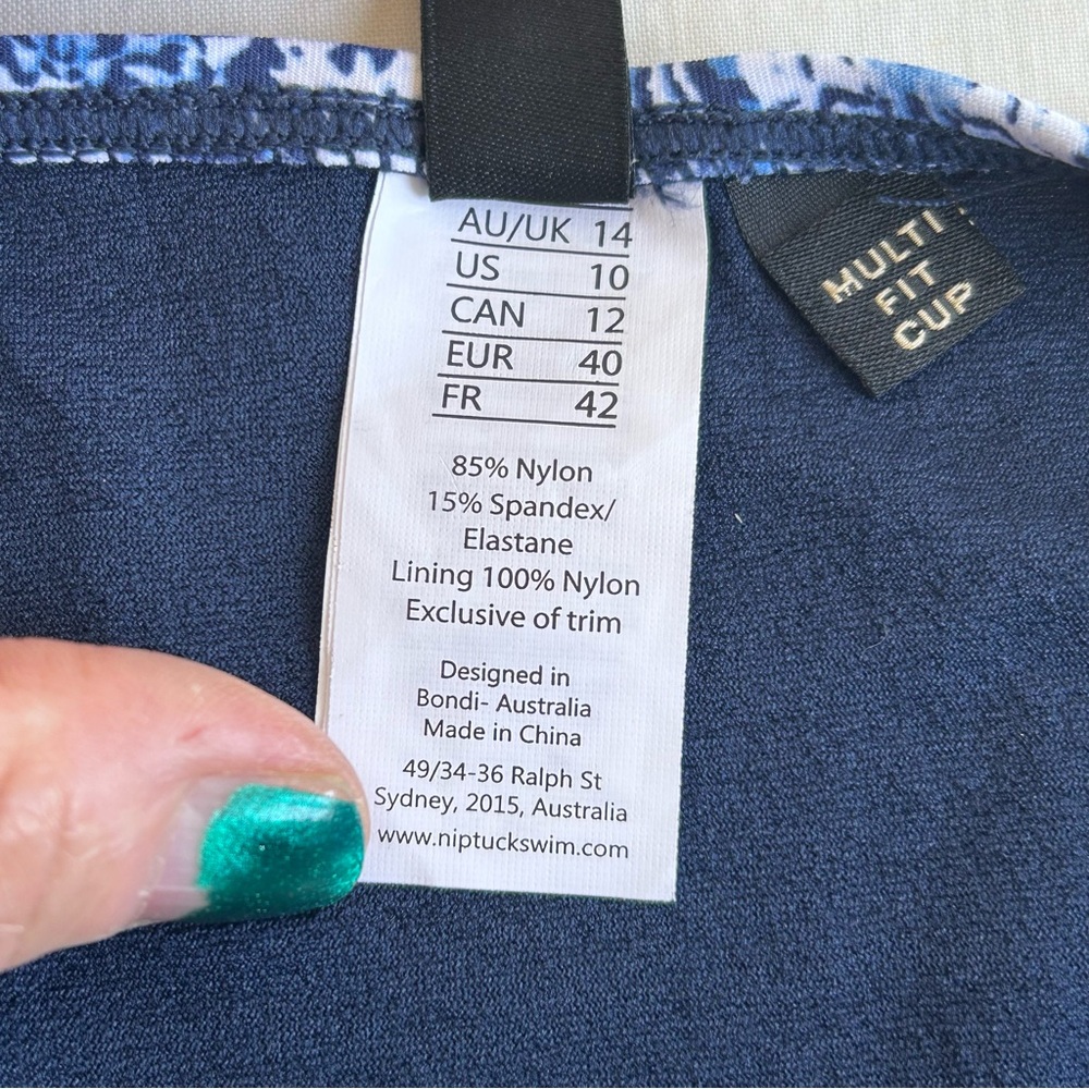 Nip Tuck Blue & White Print Tankini Swim Top - Picture 9 of 11